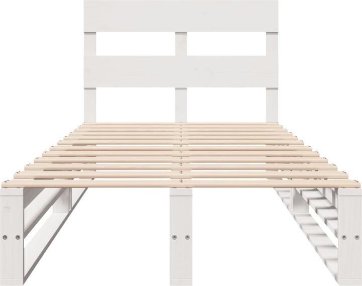 Produktbild VidaXL Massivholzbett Holzbett Bett Palettenbett Kopfteil Weiss 200x200cm Kiefer (200 x 200 cm)