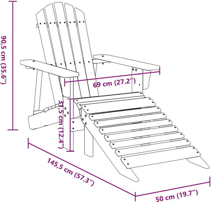 Image du produit VidaXL Chaise Adirondack avec repose-pieds