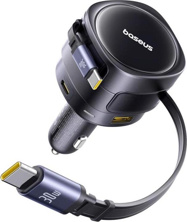 Actual product image Baseus Enjoyment Max Car Charger C+C Cables & U+C Ports 90W Cosmic Black