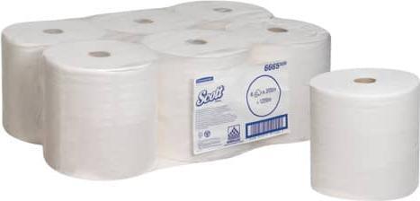 Scott Sports Rotoli di asciugamani bianchi a 1 velo Performa. 19,8cmx200m Scott 6 rotoli/confezione (6 x)