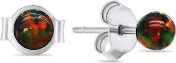 Produktbild Brilio Silver -ack silver stud earrings with synthetic opals EA625WBC