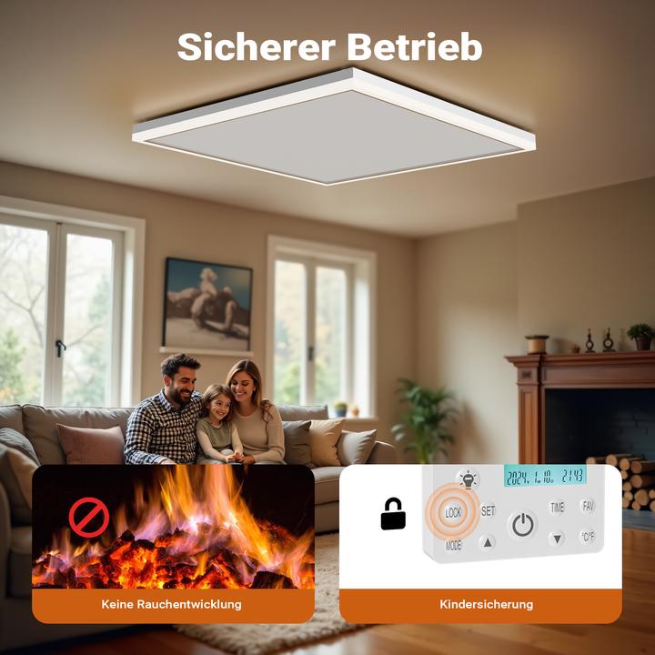 Actual product image Wiltec Infrared ceiling heater 370W 65.5x63x3.5cm Infrared heating LED heater (370 W)
