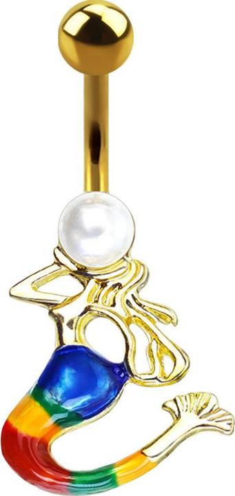 Star Piercing Banane vergoldet mit Kugel Meerjungfrau (Chirurgenstahl 316L, Messing)