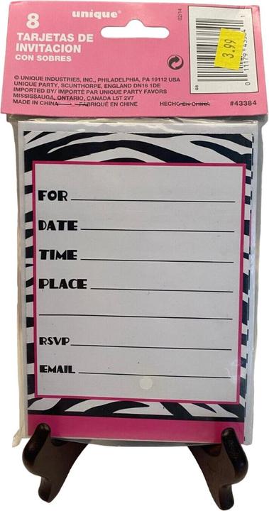 Produktbild Unique Party Einladungen mit Zebradruck (8erPack)