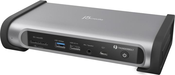 Actual product image j5Create JTD568 Thunderbolt™ 4 Quad Display Docking Station-UK, Black, Wired, Thunderbolt 4, 98 W, 1 (Thunderbolt, 4 Ports)
