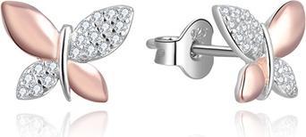 Beneto Silver bicolor earrings butterflies AGUP2614 (L)
