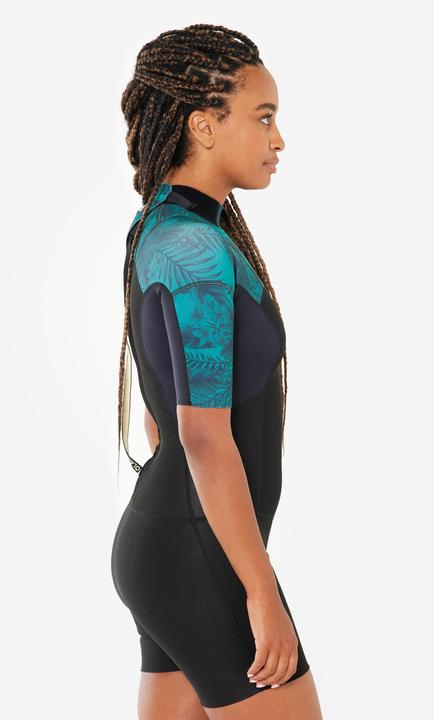 Produktbild Olaian Neopren Shorty Surfen Damen kurzarm Rückenreissverschluss 500 1,5 Mirage schwarz (1.5 mm, L)