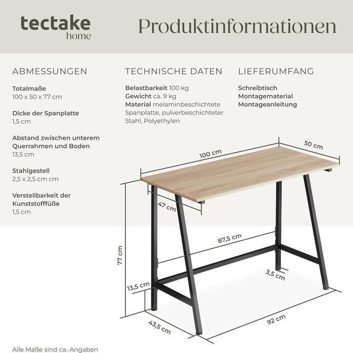 Image du produit tectake Bureau Newton (100 x 55 x 77 cm)
