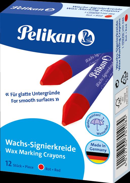 Actual product image Pelikan Wax marking crayon 772, red, diameter: 12 mm suitable for smooth surfaces such as glass, porcelain (Red, 12 x)