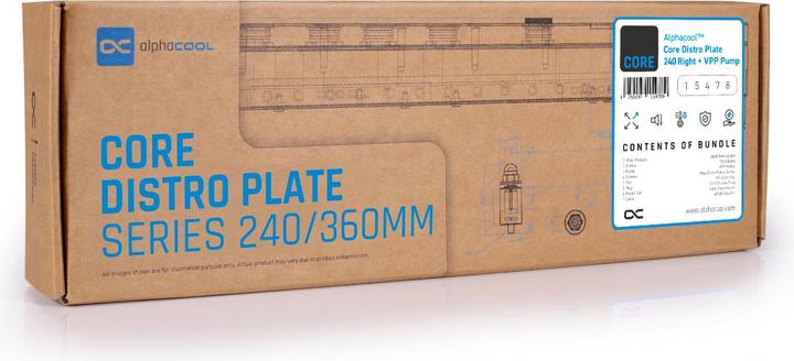 Actual product image Alphacool Core Distro Plate 240 Right with VPP Pump