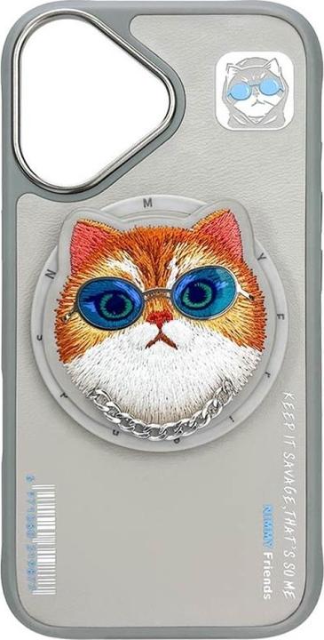 Produktbild Nimmy Glasses Cool Cat MagSafe case for iPhone 16 grey (Apple iPhone 16)