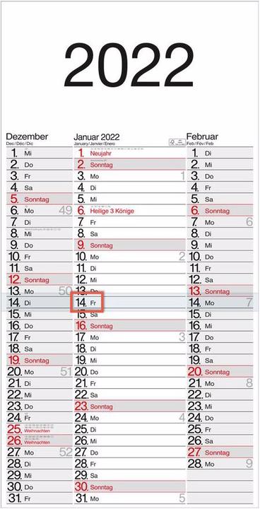 Bühner 3-Monatskalender (A2, Kein Einband, Deutsch)