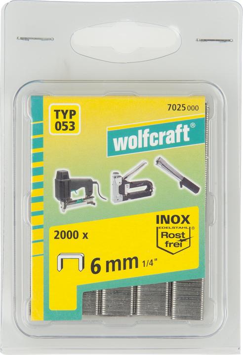 Actual product image wolfcraft wolfcraft 2000 Breitrückenkl. INOX Typ 053, 6 mm (2000 x)