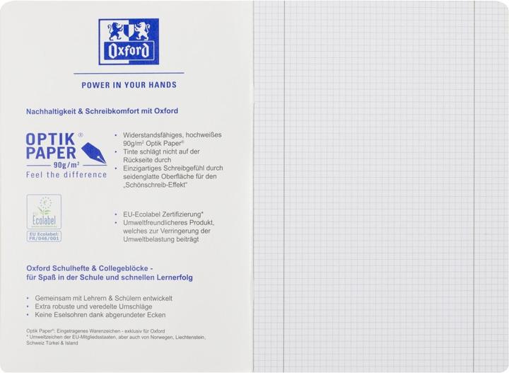 Nährwerte und Zutaten Oxford Schulheft, A4, Lineatur 28 (A4, Kariert, Harter Einband)