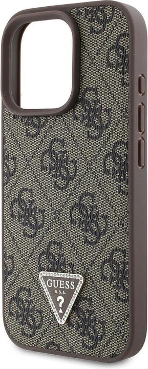 Productafbeelding Guess GUHCP16LP4TDSCPW iPhone 16 Pro 6,3" brązowy/bruin hardcase Leer Metalen Logo Strass Crossbody (Apple iPhone 16 Pro)