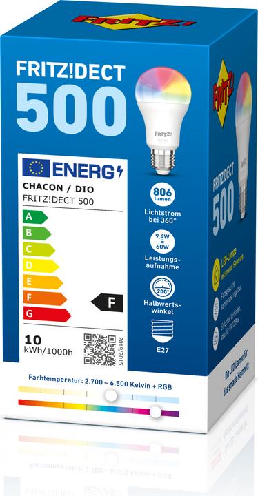 Produktbild AVM FRITZ!DECT 500 (E27, 9 W, 806 lm, 1 x, F)