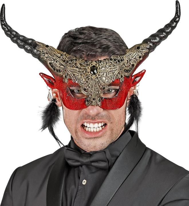 Actual product image Widmann Commedia Dell'Arte mask red devil with horns
