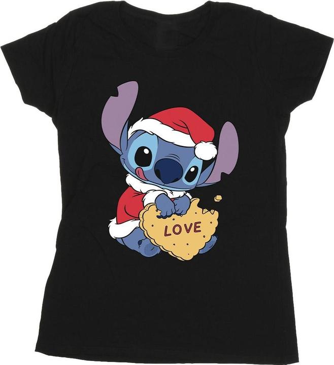 Produktbild Disney Lilo And Stitch Christmas Love Biscuit TShirt (L)