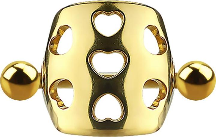 Produktbild Star Piercing Micro Barbell Manschette gelocht mit Herzen vergoldet (Chirurgenstahl 316L, ohne Messing)