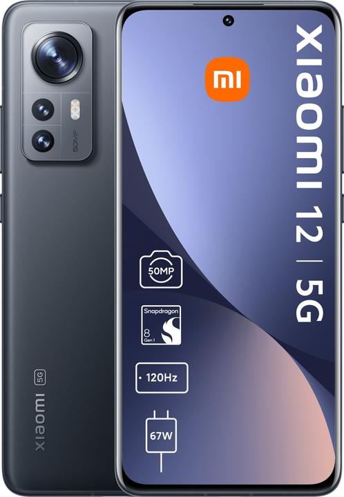 Xiaomi 12 5G (256 GB, Grey, 6.28", Dual SIM, 50 Mpx, 5G)