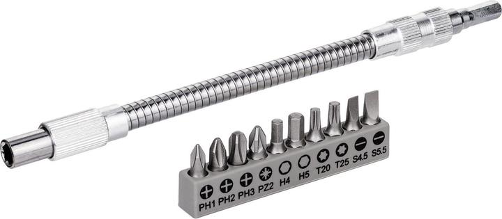 Produktbild Bosch Professional Zubehör 11 Stk. flexible Verlängerung aus Metall SDB (Kreuz Phillips PH M1, Kreuz Phillips PH M2, Kreuz Phillips PH M3, Kreuz Pozidriv PZ M2, Innensechsrund TX M25, Sechskant (hexagonal) M4, Sechskant (hexagonal) M5, Innensechsrund TX M20)