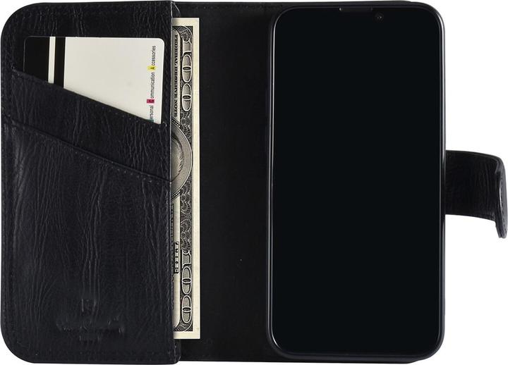 Actual product image Pierre Cardin Case iPhone 13 Mini - Genuine leather book case black & 6 card slots (Apple iPhone 13 mini)