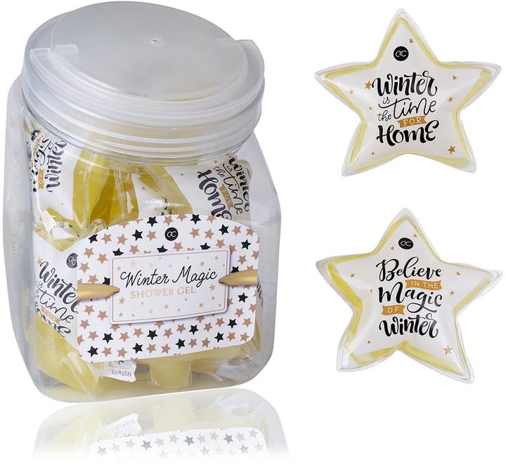 Image du produit Accentra Mini-gel douche WINTER MAGIC, 50ml, 2 motifs assortis, parfum : Vanilla & Musk, couleur : blanc/or (50 ml)