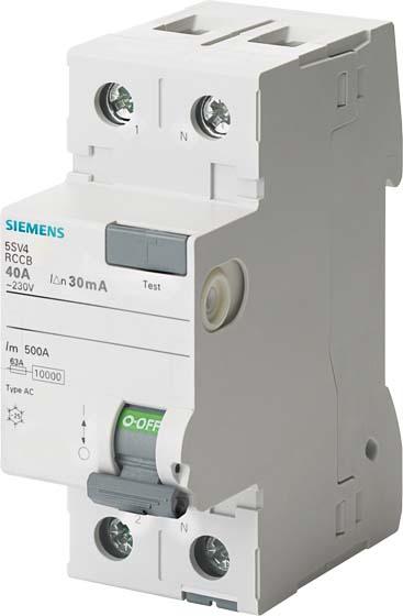 Produktbild Siemens 5SV4312-0MB 2polig Typ AC 25A 30mA 230V FI-Schutzschalter