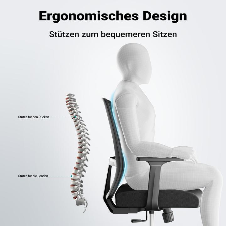 Image du produit Wiltec Chaise de bureau ergonomique avec soutien lombaire 120 kg Chaise de bureau