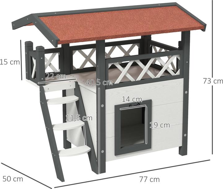 Actual product image PawHut Cat house with stairs and roof (Cat)