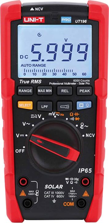 Uni-T UT196 True RMS Professional Digital Solar Multimeter 1700V (CAT III 1000V, CAT IV 600V)