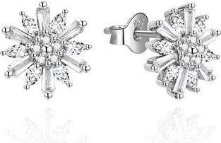 Actual product image Beneto Glittering silver earrings with zircons AGUP2725 (L)