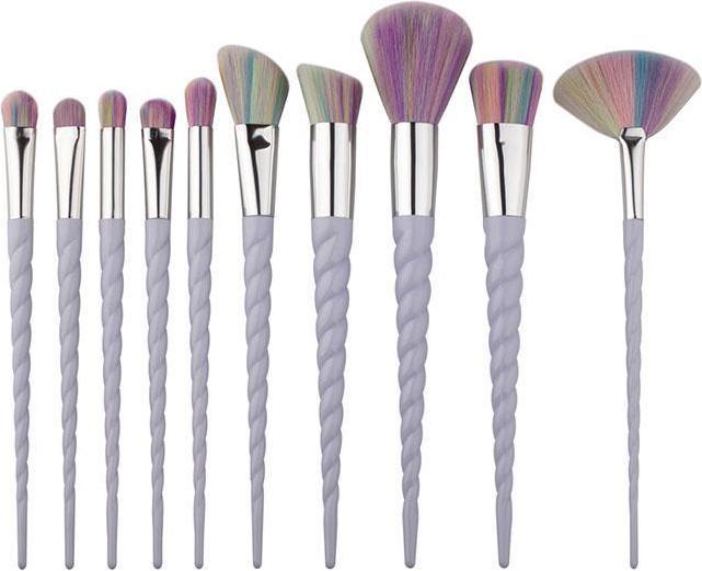 Produktbild PhoneLook Pinsel Set Twisted Unicorn 10 Stück Makeup Brushes Bürsten Regenbogenfarben (Set)