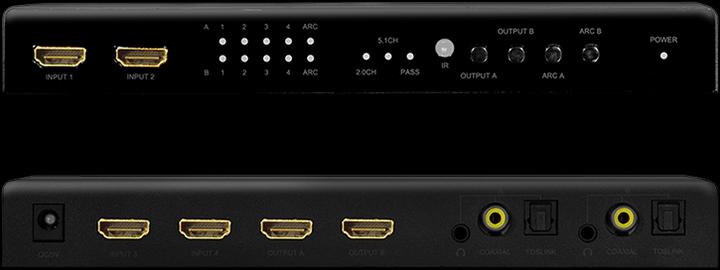 Produktbild LogiLink Switch 4x2 HDMI, 4K 60Hz, auf Pult