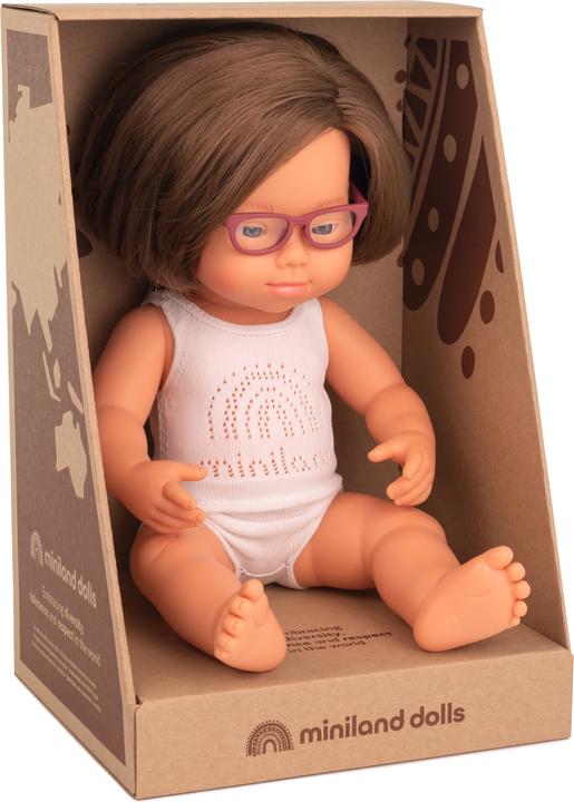 Actual product image Miniland Caucasioan girl with Down Syndrome with Glasses