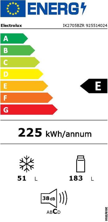 Etichetta energetica Electrolux Ik2705bzr (234 l)