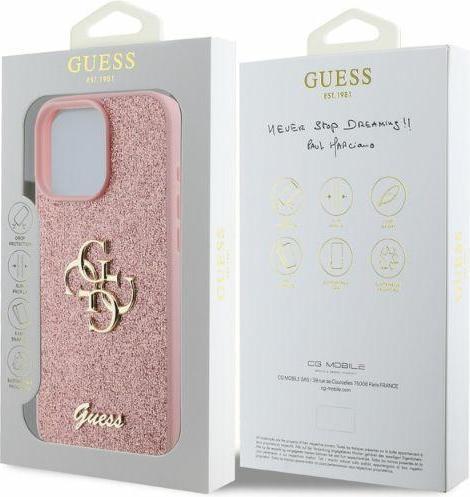 Actual product image Guess GUHCP16XHG4SGP iPhone 16 Pro Max 6,9" różówy/pink HC Fixed Glitter Big 4G (Apple iPhone 16 Pro Max)