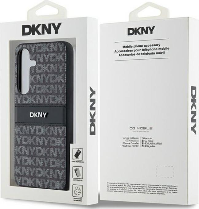 Actual product image DKNY DKHCMPRTHSLK + S926 czarny/black hardcase Leather Mono Stripe & Metal Logo (Samsung Galaxy S24+)