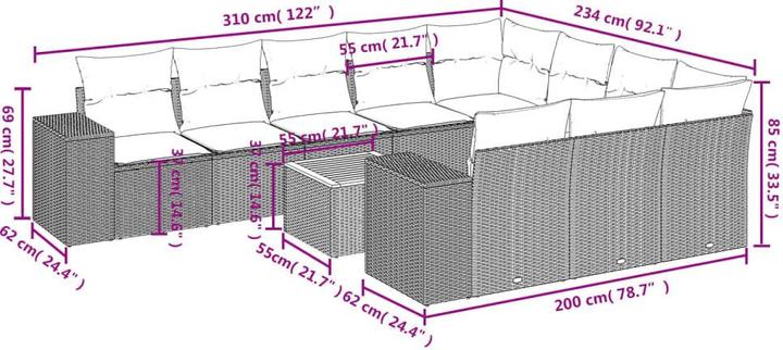 Actual product image VidaXL Garden furniture sofa set garden set garden seating group 11 pcs. beige