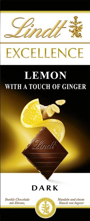 Actual product image Lindt Excellence Dark Lemon & Ginger Chocolate Bar (100 g)