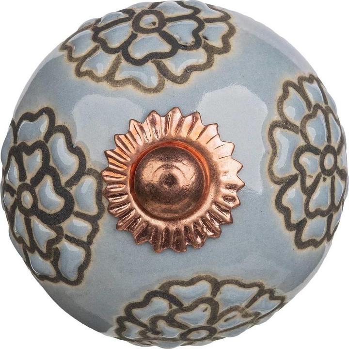 Actual product image Tranquillo Furniture handle handmade, Ø 4 cm, blue/copper