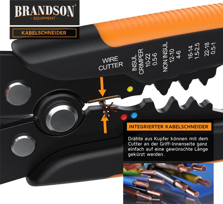 Actual product image Brandson Stripping pliers self-adjusting, 10-24 AWG, crimping pliers for stripping, cable cutter 0.2 - 6mm² ⌀ (210 mm)