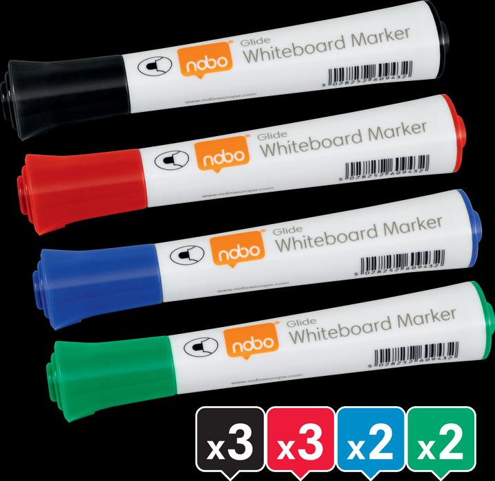 Actual product image Nobo Glide Whiteboard Pen (Black, Red, Blue, Green, 2 mm, 10 x)