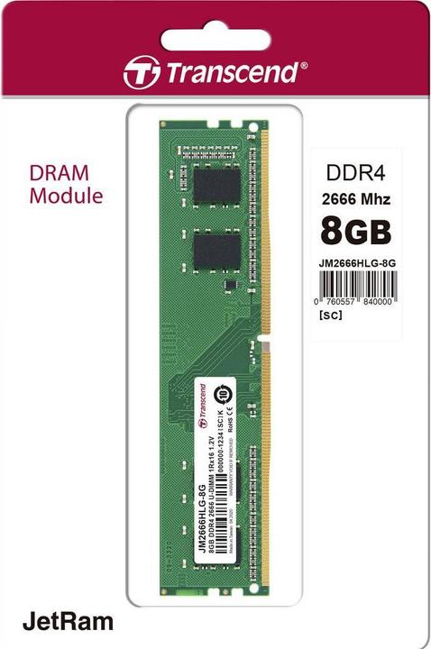 Immagine prodotto Transcend JetRAM DDR4 (1 x 8GB, 2666 MHz, DDR4-RAM, DIMM)