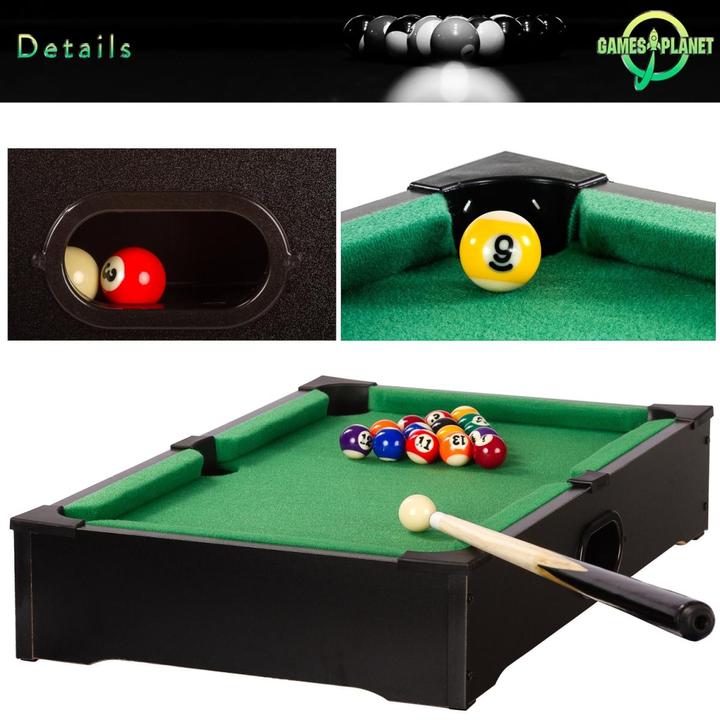 Image du produit Games Planet Mini table de billard NANO + accessoires, noir