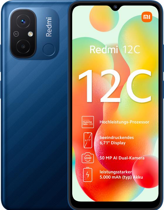 Productafbeelding Xiaomi Redmi 12C (Oceaanblauw) DS 6,71" IPS LCD 720x1650/2.0GHz&1.8GHz/32GB/3GB RAM/MIUI 13/microSDXC (32 GB, Oceaanblauw, 6.71", Dubbele SIM, 50 Mpx, 4G)