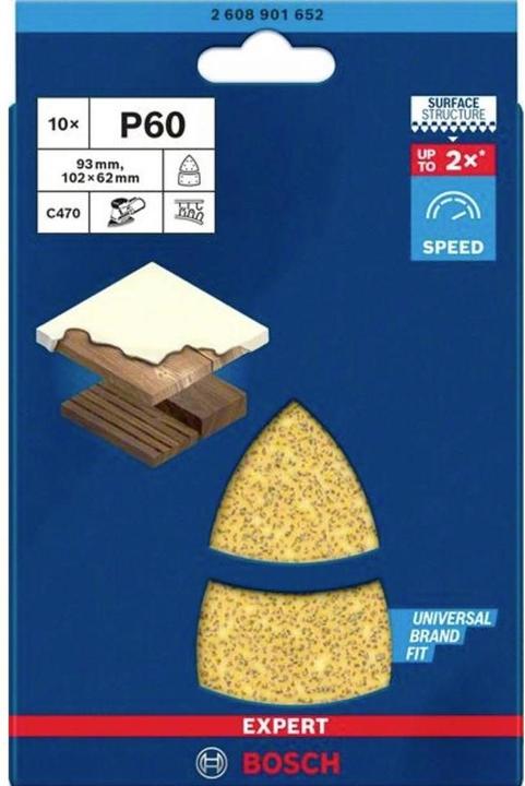 Produktbild Bosch Professional Zubehör EXPERT C470 Schleifpapier, 102 x 62/93 mm, G 60, 10 Stück (60)