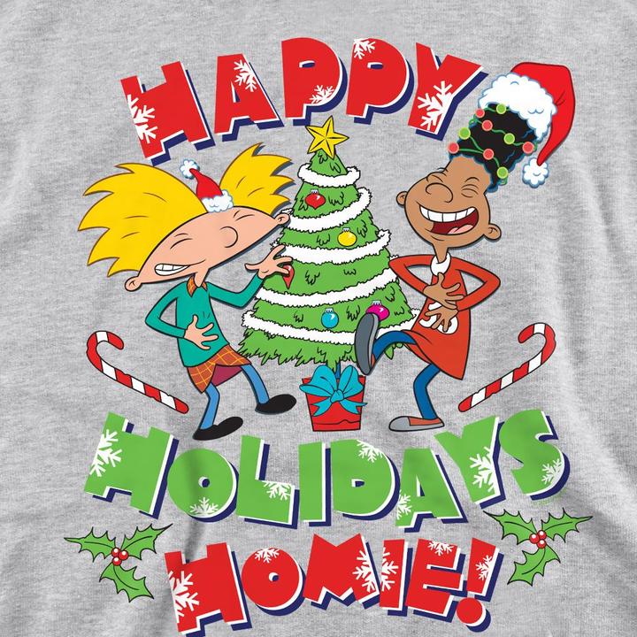 Actual product image Hey Arnold! Unisex Adult Happy Holidays Homie! Arnold & Gerald Christmas Sweatshirt (S)