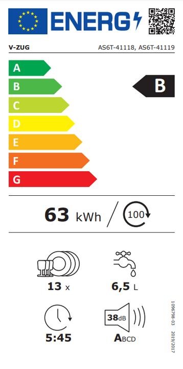 Energie-Label V-Zug AdoraSpülen V4000