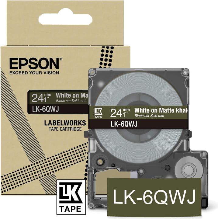 Epson Matte Khaki/White 24mm LK-6QWJ (2.40 cm, White, Brown)